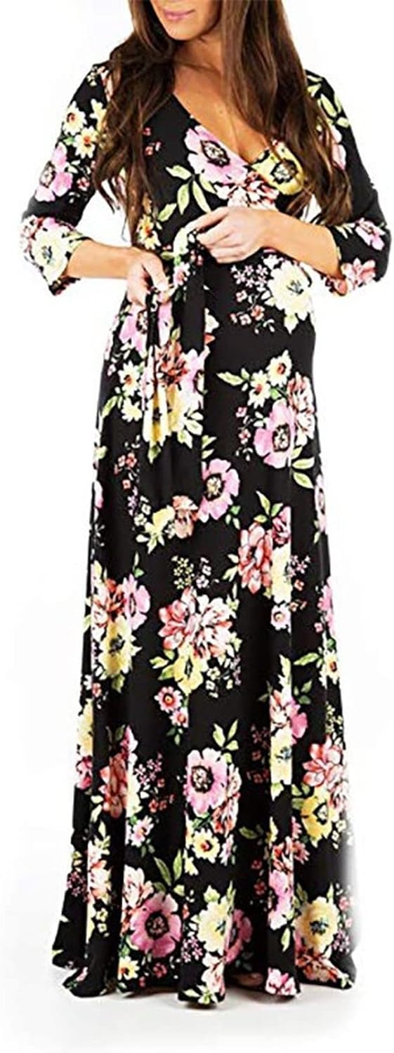 Women's Pregnancy Elegant V-Neck Short Sleeve Dress Maternity Maternity Dresses for Photo Shoot Pregnant Clothes