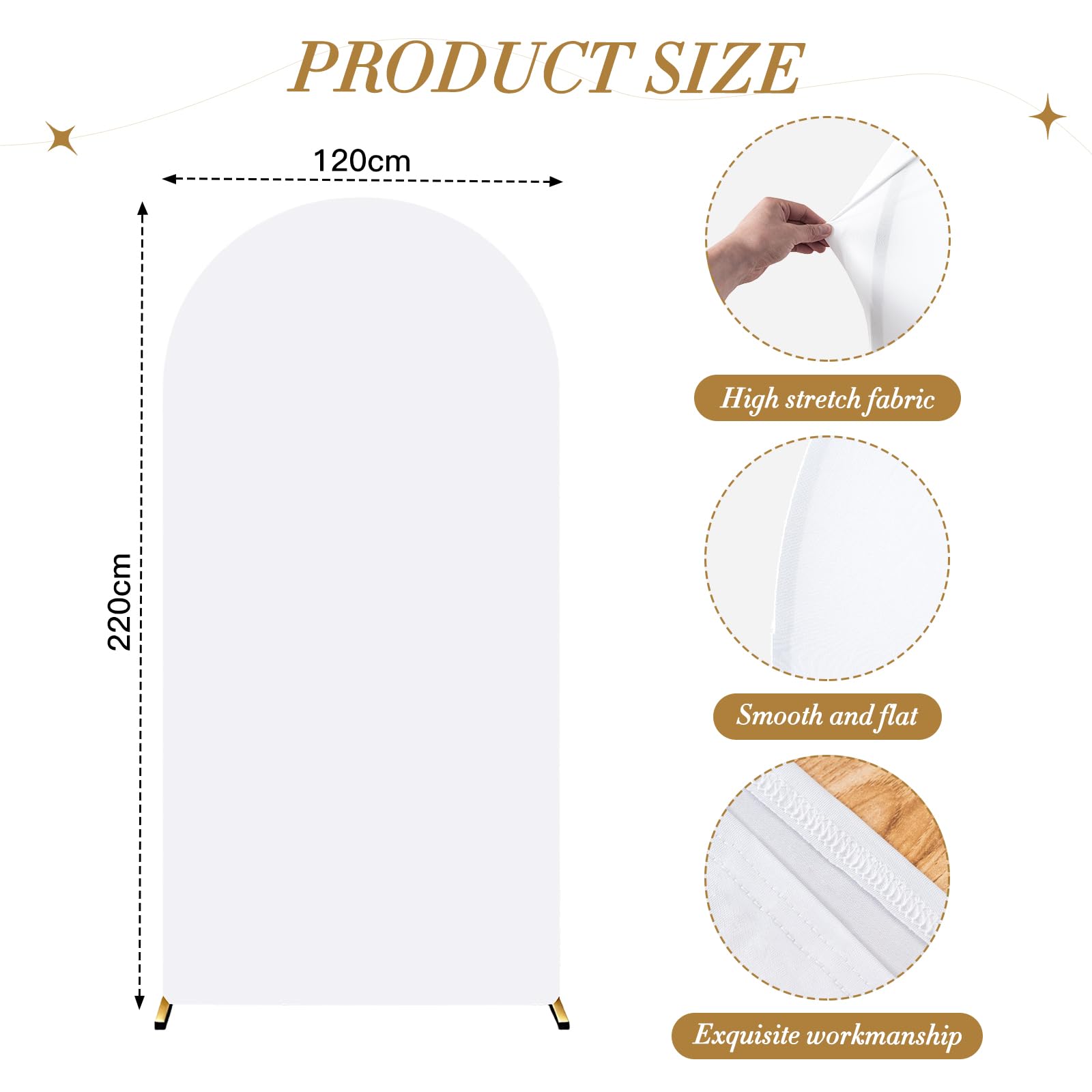 Couverture d'arche de mariée pour support d'arche en métal, couverture ronde, pour toile de fond pour décoration de mariage et fête d'anniversaire, blanc, 120 cm x 220 cm