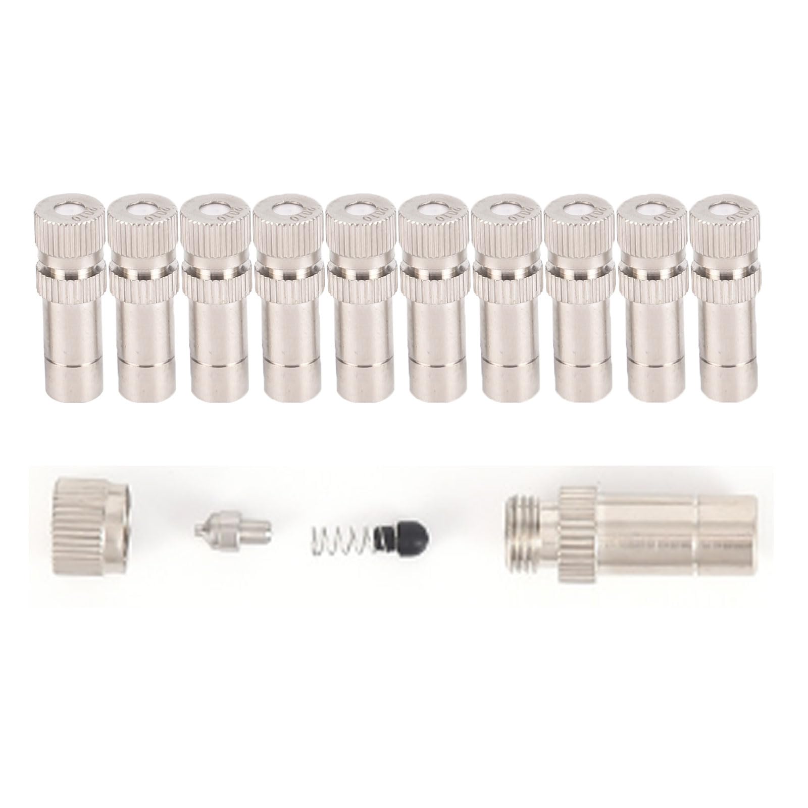 High Pressure Misting Nozzles, 10 Pack, Brass Adjustable Atomizing Nozzle 6mm-8mm Drip Orifice 0.1-0.8mm(8mm,Orifice 0.5mm)