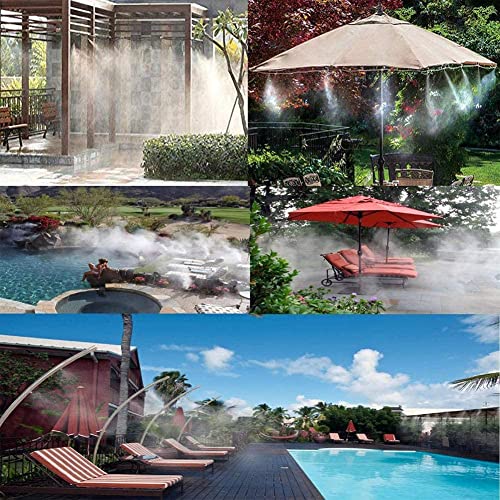 Image of Mist Cooling System, Patio Mist System DIY Irrigation System,Outdoor Misting Kits for Patio,Garden,Home Irrigation,Waterpark,Backyard Plants Spray Hose Watering Kit for Outside Greenhouse