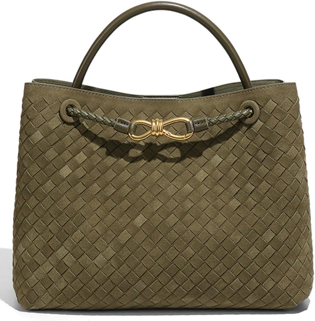 Suede Woven Tote Bag for Women PU Leather Hobo Bags Casual Crossbody Purse Shoulder Satchel Bag Top Handle Tote Handbag