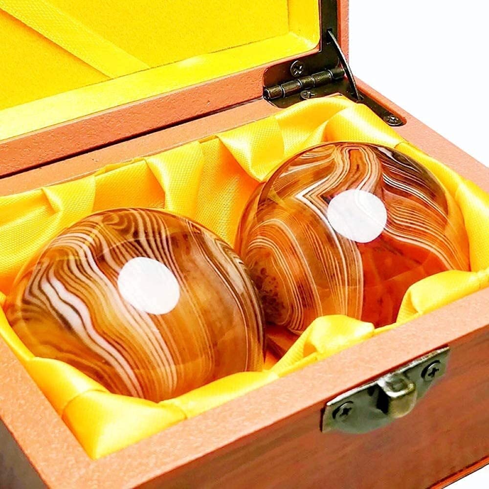 Palle Antistress per Adulti, Palle Baoding Palle Antistress per Adulti Palle per Esercizi Cinesi Agata Naturale Giada Massaggio Tai Chi Ball Esercitatore per Le Dita, Pal