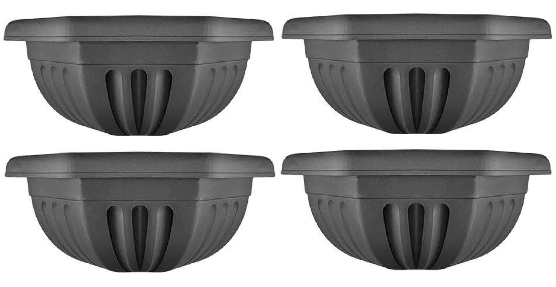 Fence Wall Planter Plant Flower Basket Pot Container Venetian Garden Box Plastic UK (Planter Ash 40 cm, 4) — image 1