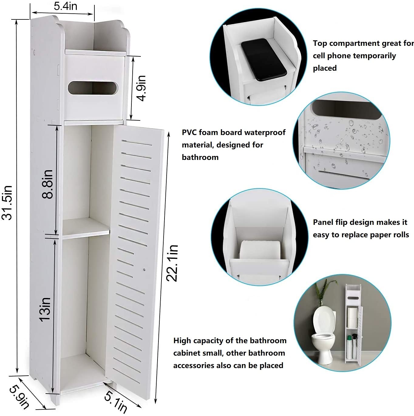 Gotega Small Bathroom Storage Toilet Paper Storage Corner Floor