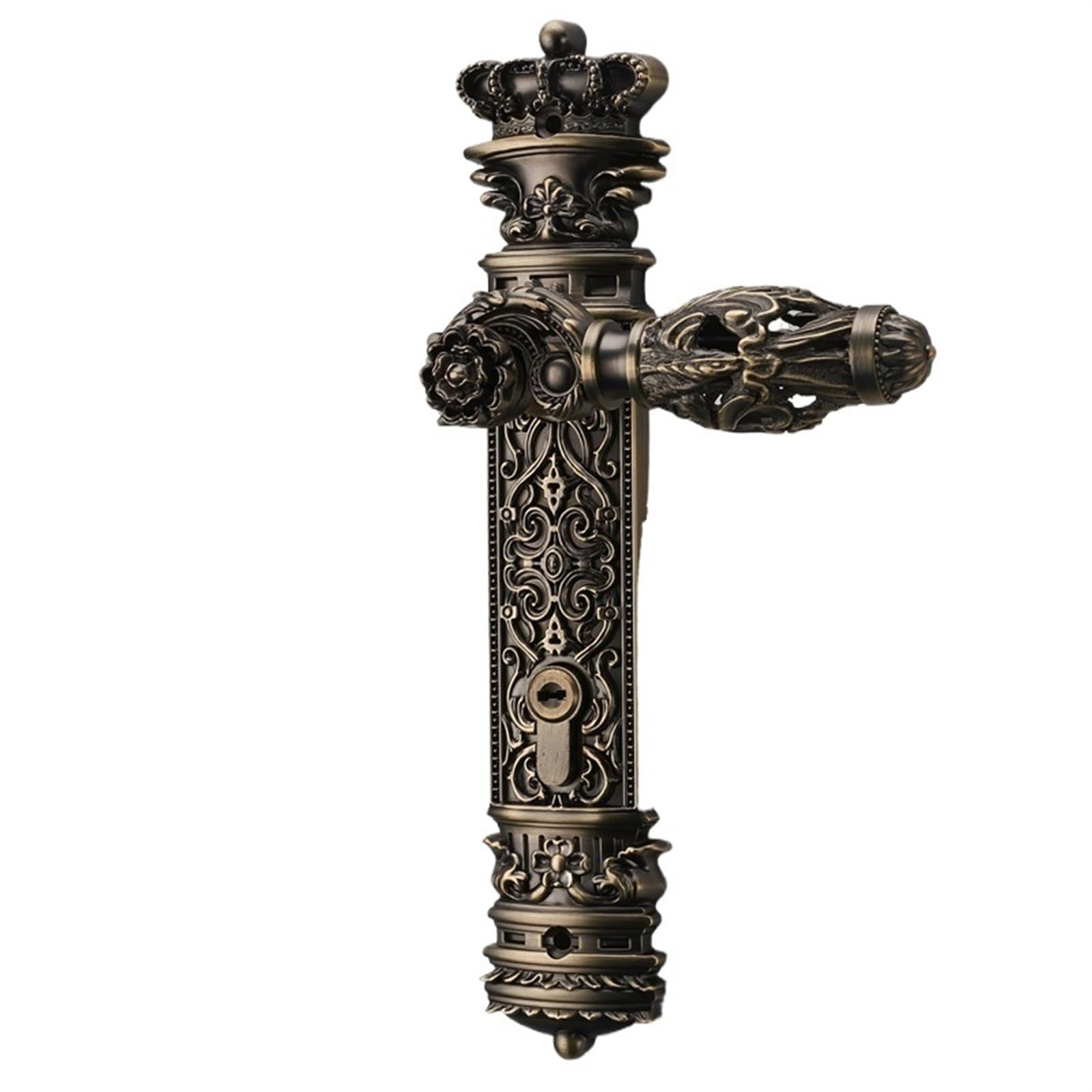 Lgoijhdvz 3 85Mm Center Lock All Copper Hollow Out Mute Door Indoor Wooden Handle Room European Luxury Style Villa(3)