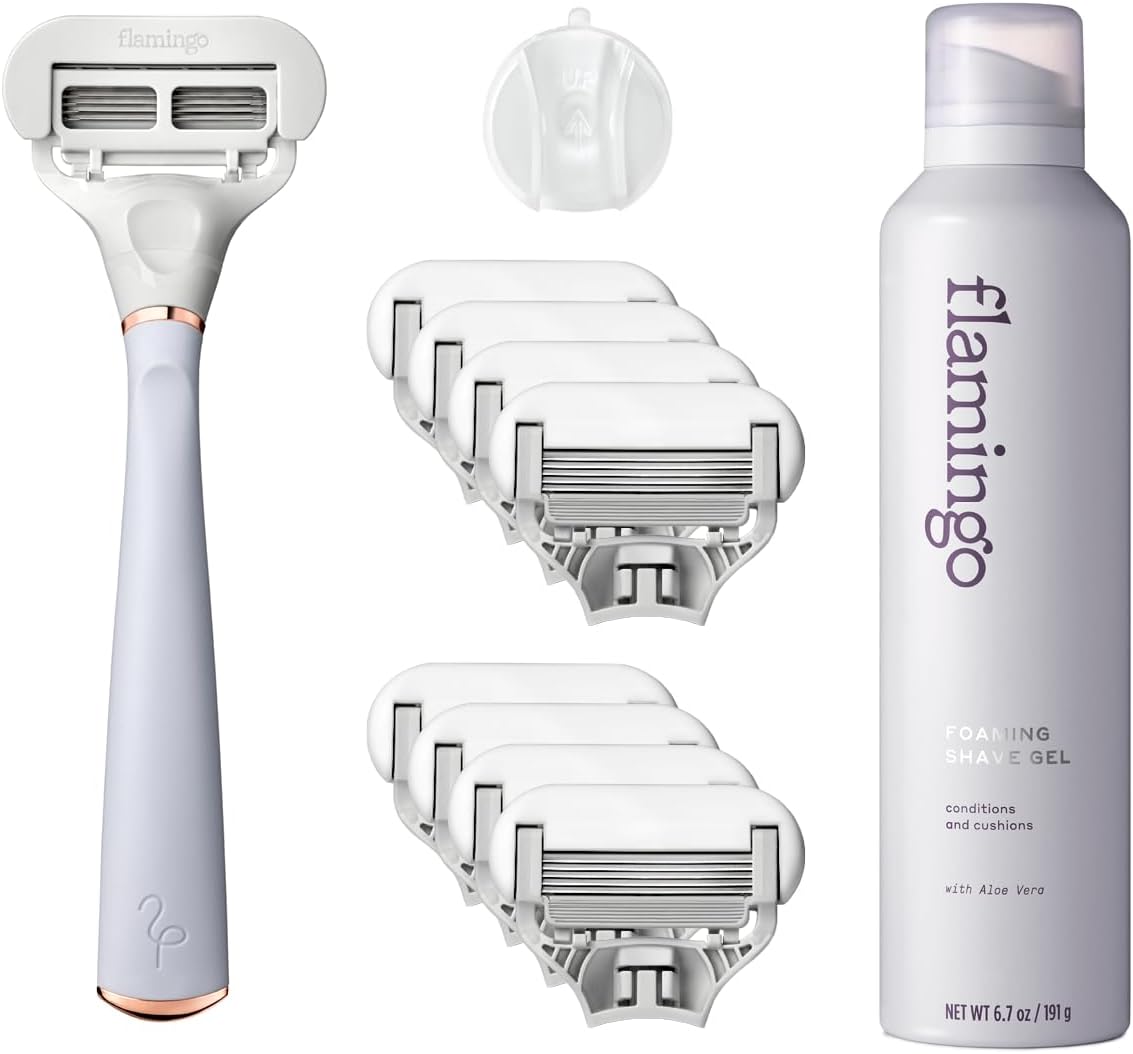 Flamingo Razors for Women Women's Razor Set with Taro & Rose Gold Handle, 9 Razor Blade