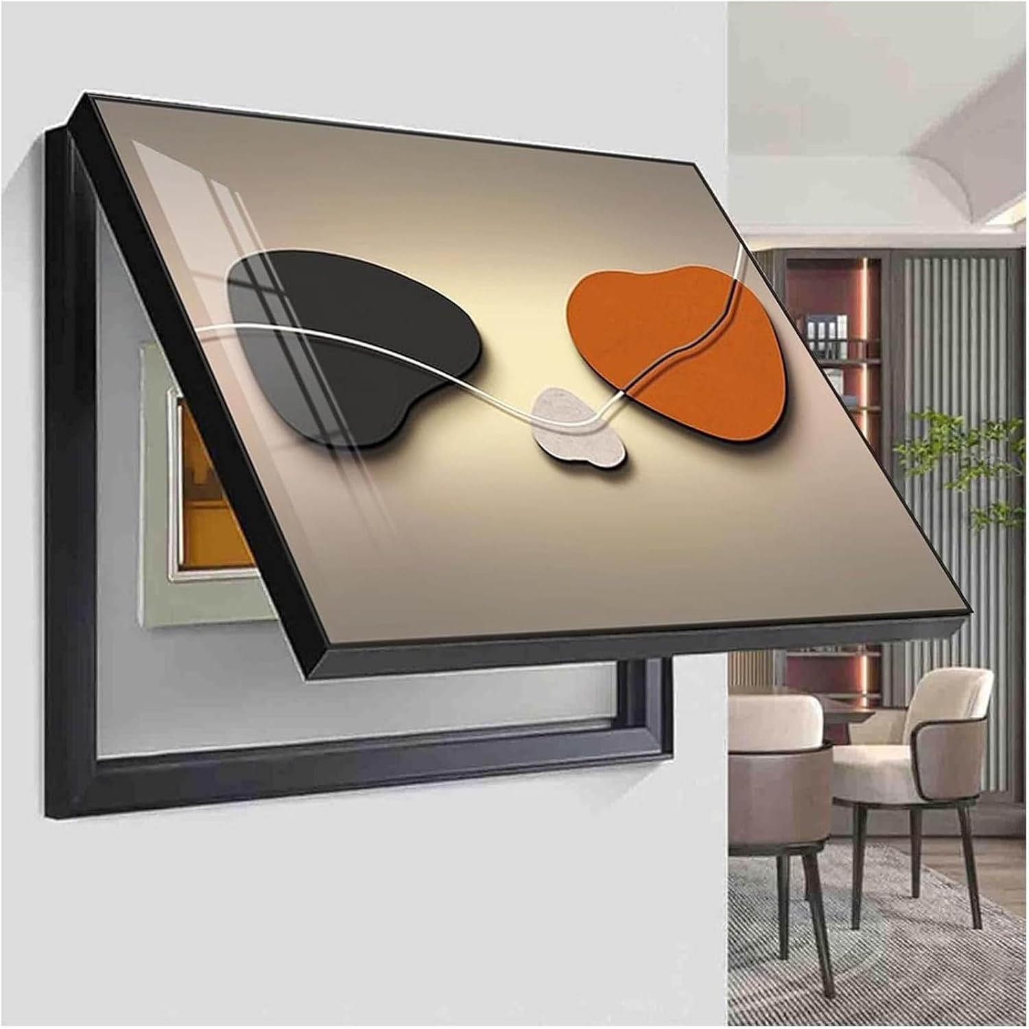 Elektrischer Verteilerkasten Dekorativer, Sicherungskasten Abdeckung Schrank, Mehrere Stilvolle Designs, für Innenwanddekoration,C,50x40/19.6x15.7in
