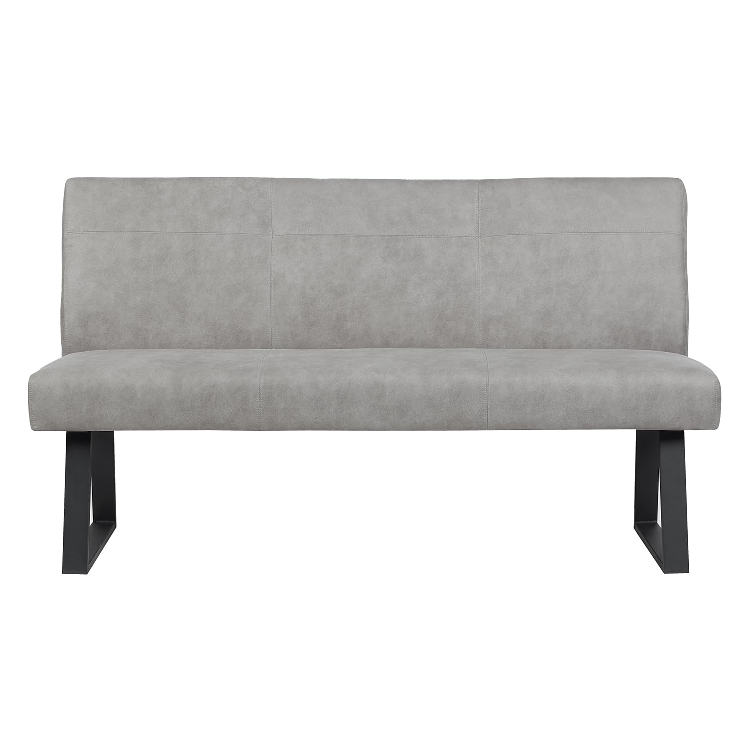 DUBI Möbel Sitzbank Joyce 160 cm mit Federkernpolsterung – Moderne Esszimmerbank Grau – Gepolsterte Küchenbank mit 15 cm Polsterung & Metallbeinen Schwarz