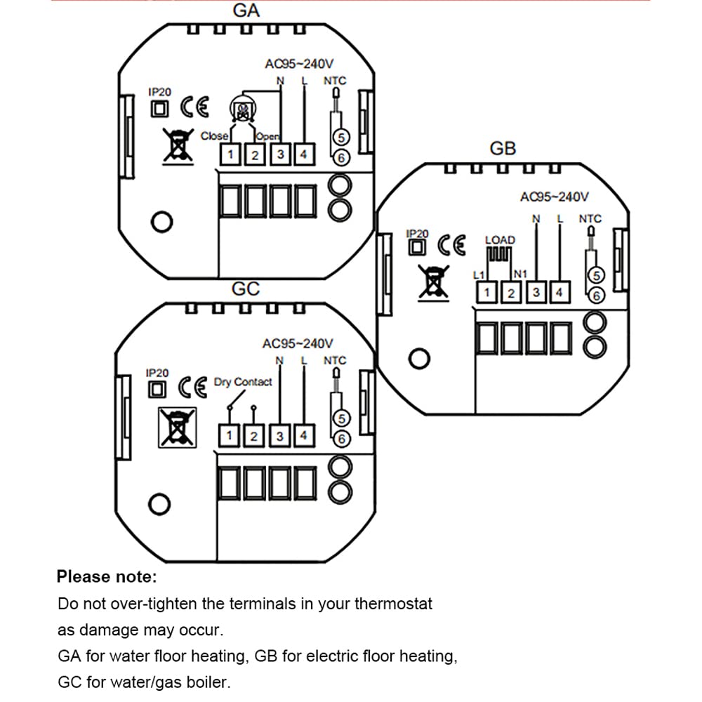 Matybobe Termostat Smart WiFi, cyfrowy termostat pokojowy z ekranem dotykowym, sterowanie aplikacją 5A, kompatybilny z Alexa Home Water Floor Heating for Home White