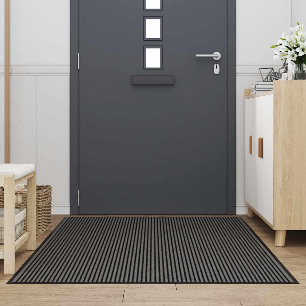 Zerbino a Strisce Nere e Grigie 115x200 cm,Zerbino Ingresso,Zerbino Impermeabile,Lavabile,Resistente allo Sporco,Tappetino Antiscivolo -4105597