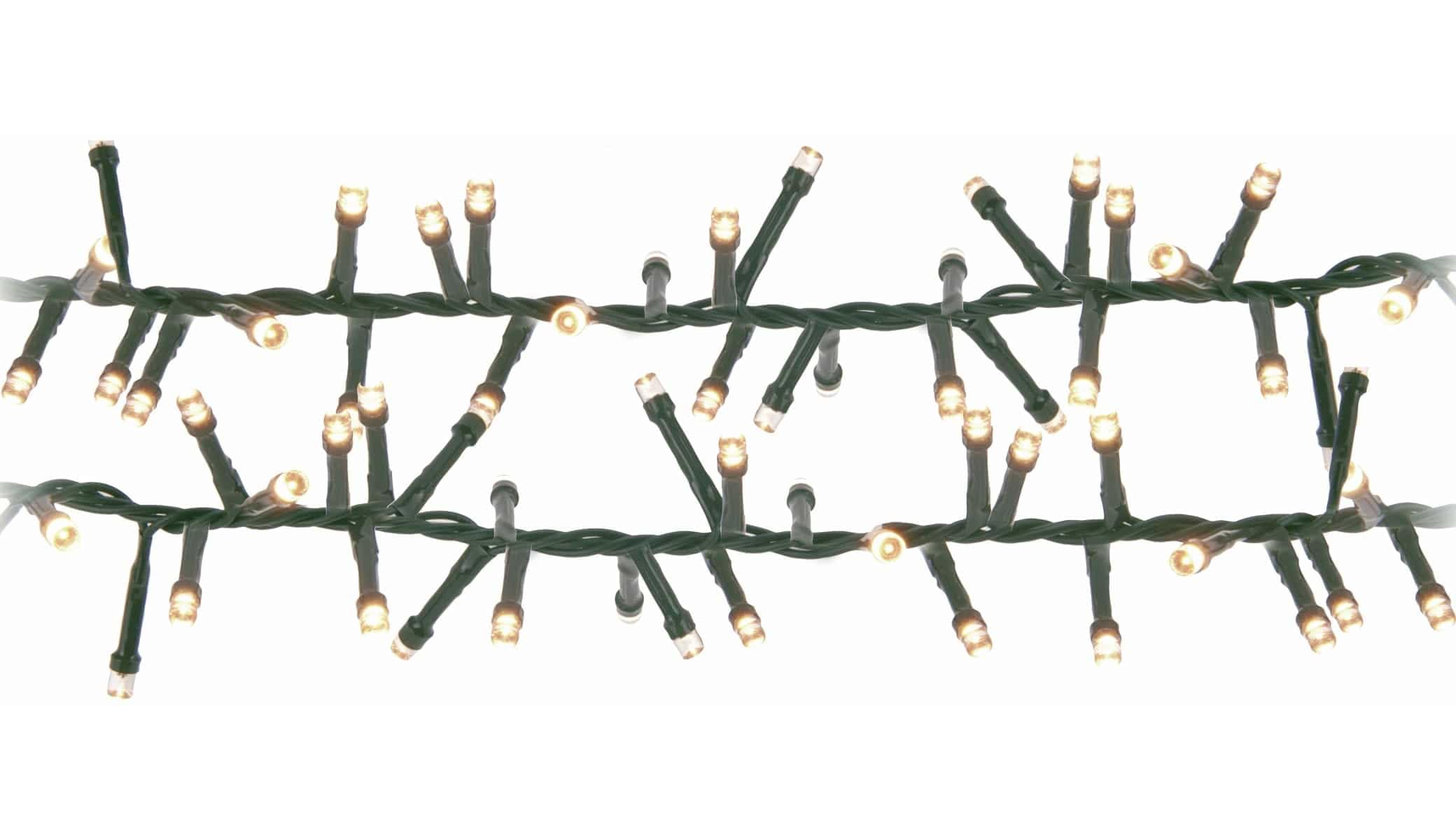 Clusterverlichting - Soort: Clusterverlichting Lamptype: Led (768 lampjes) Lichtkleur: Extra warm wit Toepassing: Binnen en buiten Voeding: Netstroom Verlichte lengte: 5.8 meter Extra: Meerdere standen