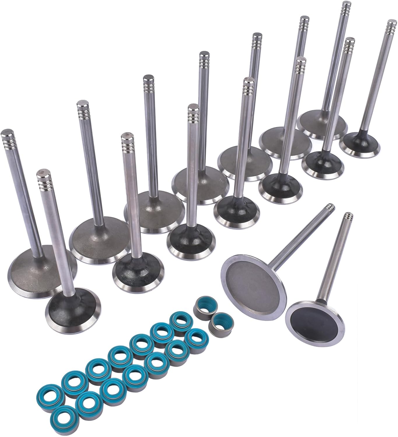 GELUOXI 16 Valves Intake & Exhaust w/Oil Seals 53022087AC 53022088AD Replacement for Chrysler 300 Dodge Ram Charger Challenger Durango Jeep Grand Cherokee 5.7L V8 HEMI 2009-2018