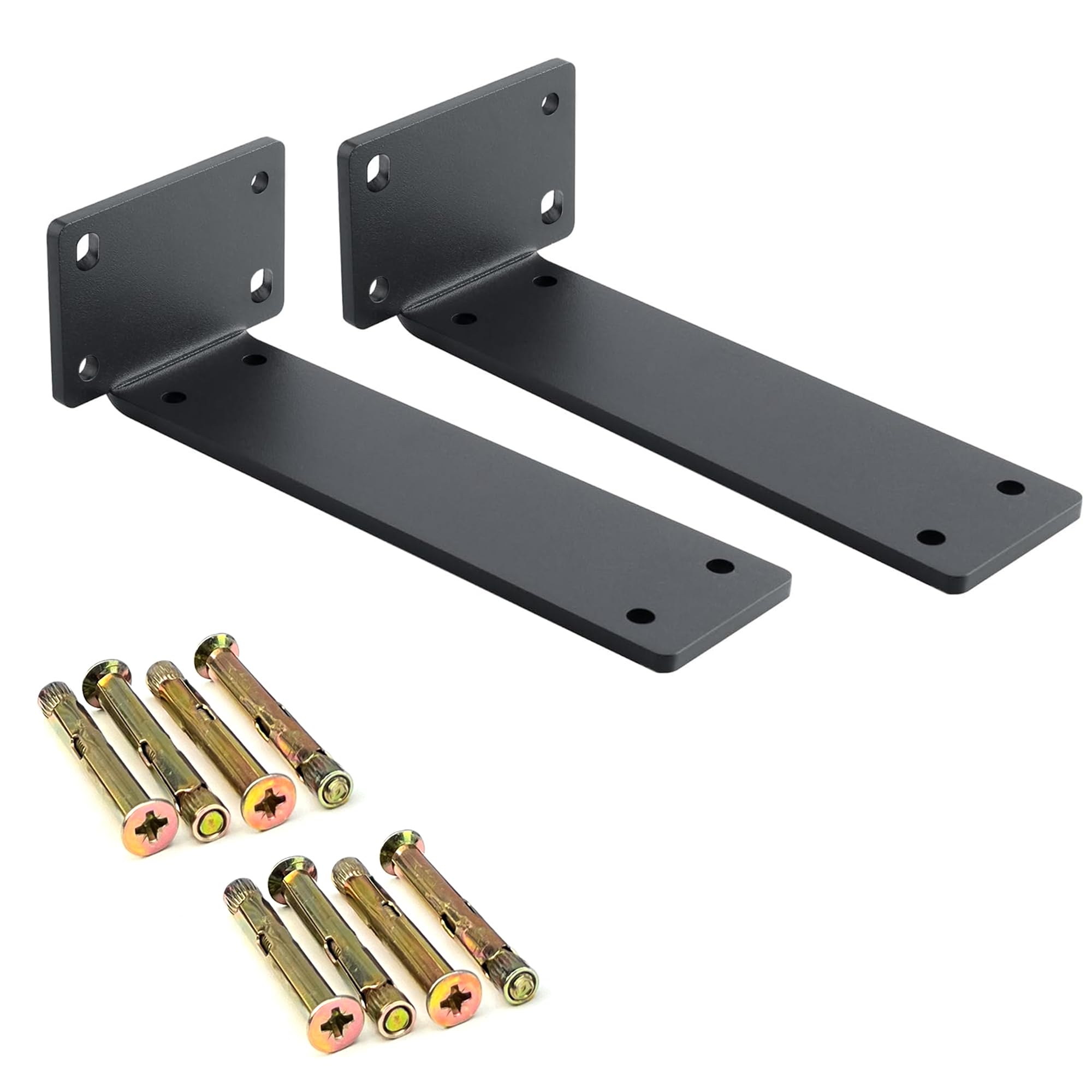 Highdecora Black 2Pcs Heavy Duty Floating Shelf Support Bracket Metal T Bracket Industrial Shelf Brackets For Wall Shelves Support (7.5 Inch)