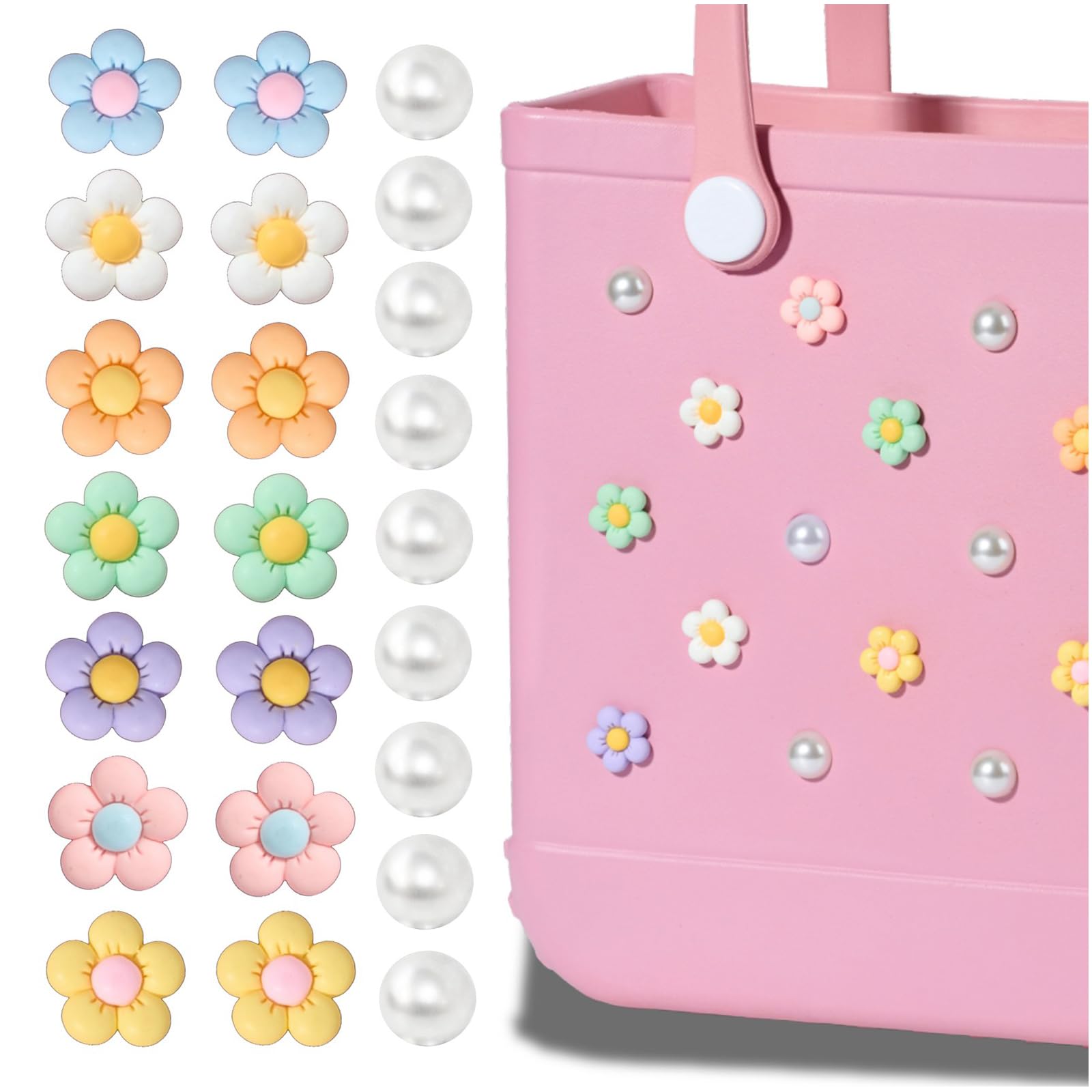 Mon Carame Rubber Beach Bag Accessories Charms,Rubber Beach Totes Accessories Inserts,Lovely Pearl Charms