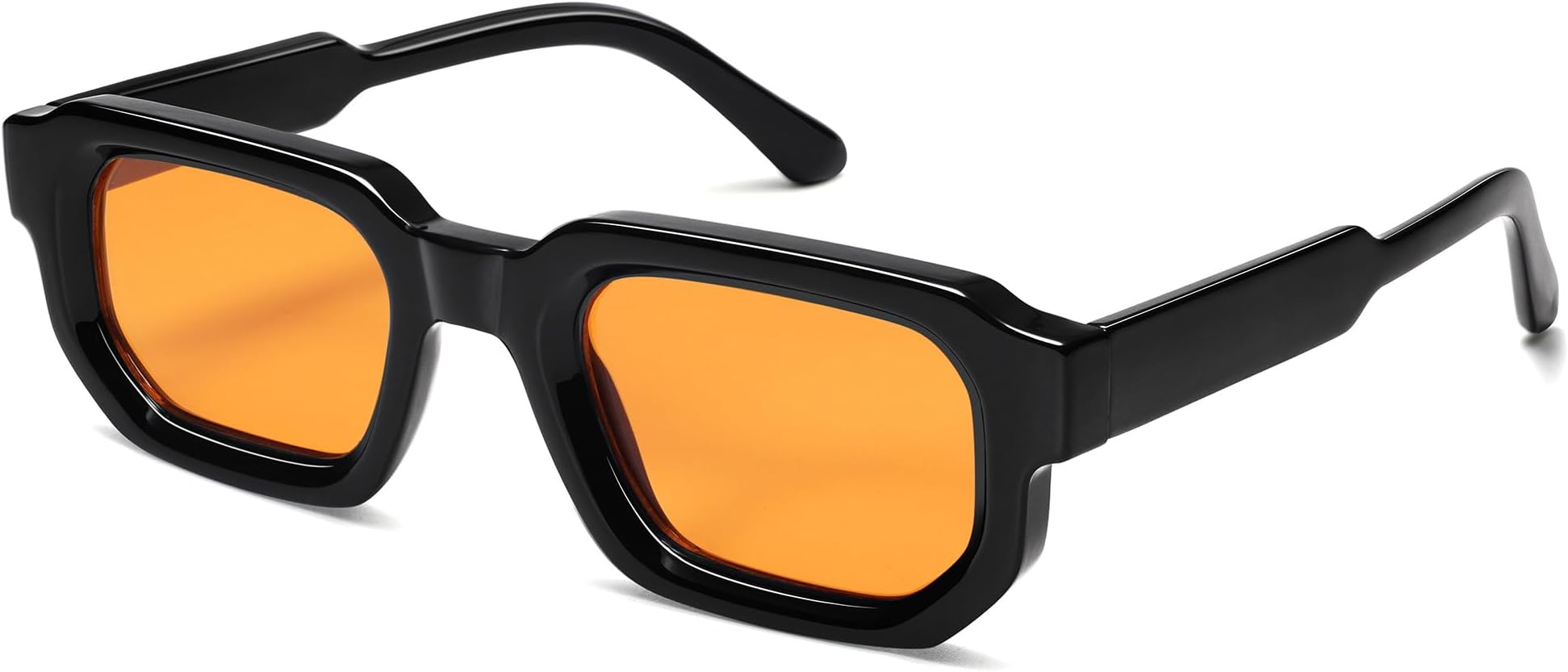 Retro Small Chunky Rectangle Sunglasses for Men Women Vintage Trendy Square Thick Sun Glasses VL9823