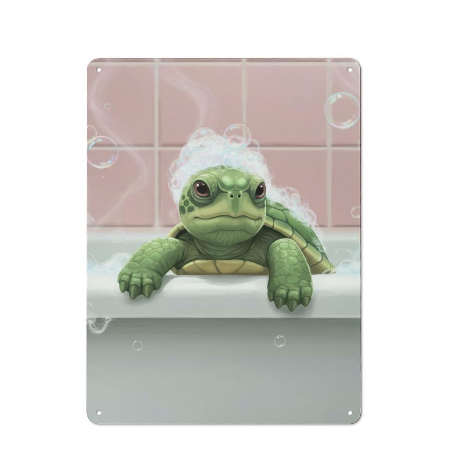 Junmoney Style-24 Turtle In Bathtub With Bubbles Vintage Metal Sign 40X30cm For Hobby Room Or Studio, Housewarming Present For People Styling Hobby Room And Studio