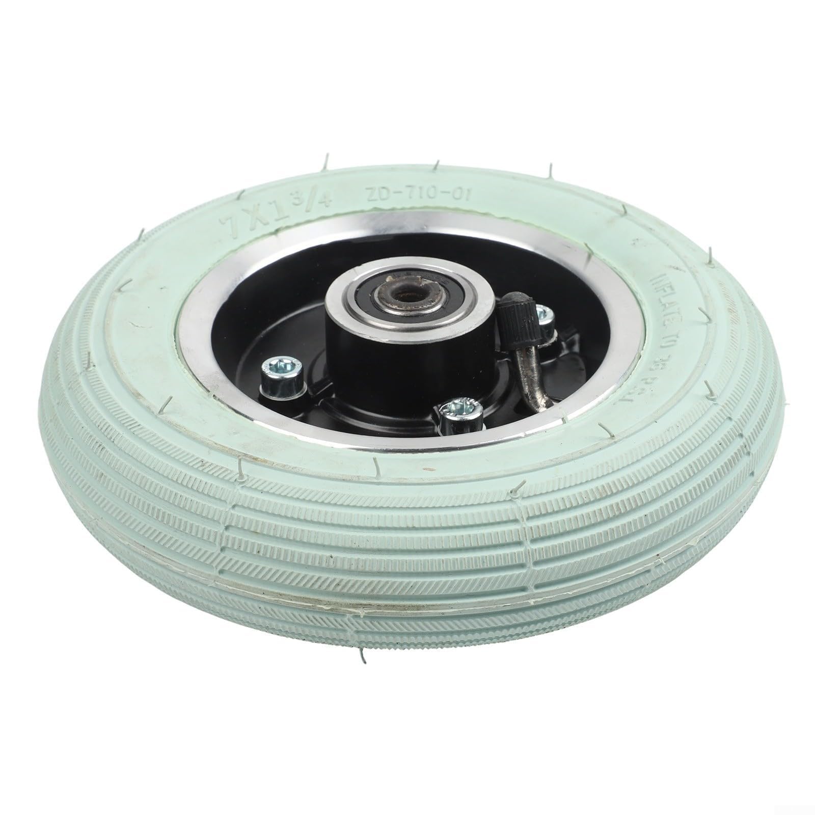 Rueda delantera eléctrica de repuesto para silla de ruedas de 7 pulgadas, neumático gris de 7 x 1 3/4 con borde de aluminio, 8 mm/10 mm para cubo (negro 8 mm)