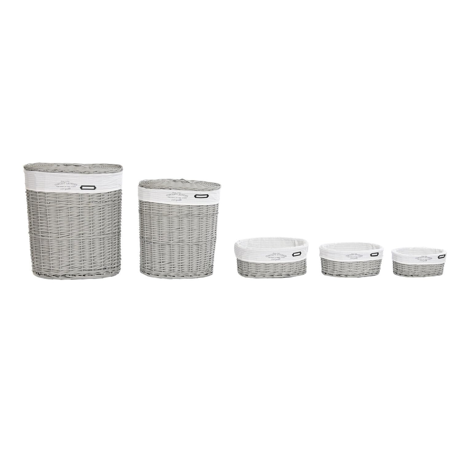 CESTA ROPA SET 5 MIMBRE POLIESTER 52X38X57 GRIS