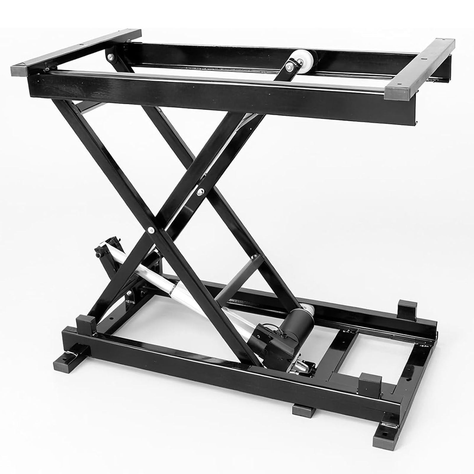 Table basse électrique réglable avec élévateur hydraulique, hauteur 19,5–68 cm, capacité de 200 kg, idéale pour les bureaux et les objets de levage