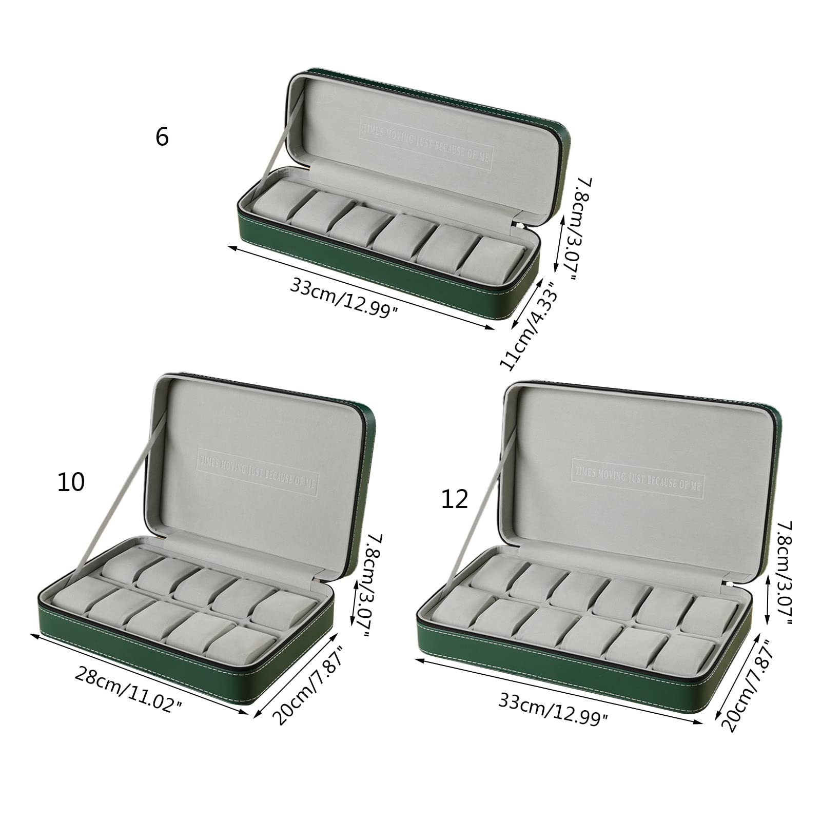 Organizzatore di moda 6/10/12 Slot Verde Interno Grigio Orologio Cuscino Sacchetto di Immagazzinaggio Scatola di Immagazzinaggio Orologio Borsa Portatile Casa Orologio Organizer