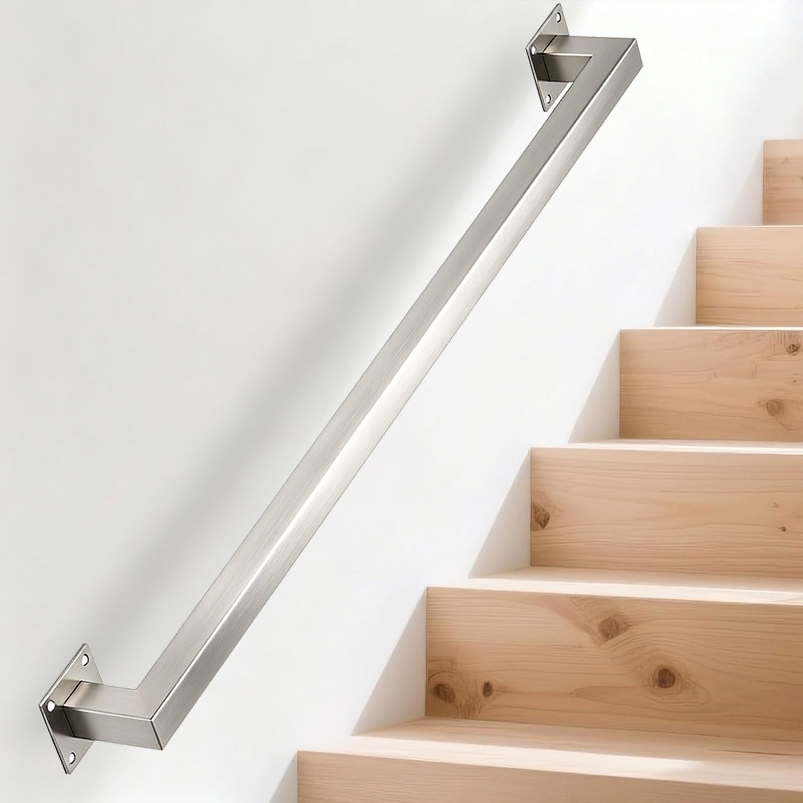 Sxbhdm One Color Handrail For Stairs - Complete Kit. 30Cm-600Cm Staircase Banister Railings, Wall Mounted Stainless Steel Grab Rail Safety Support Rod(18Ft/540Cm)