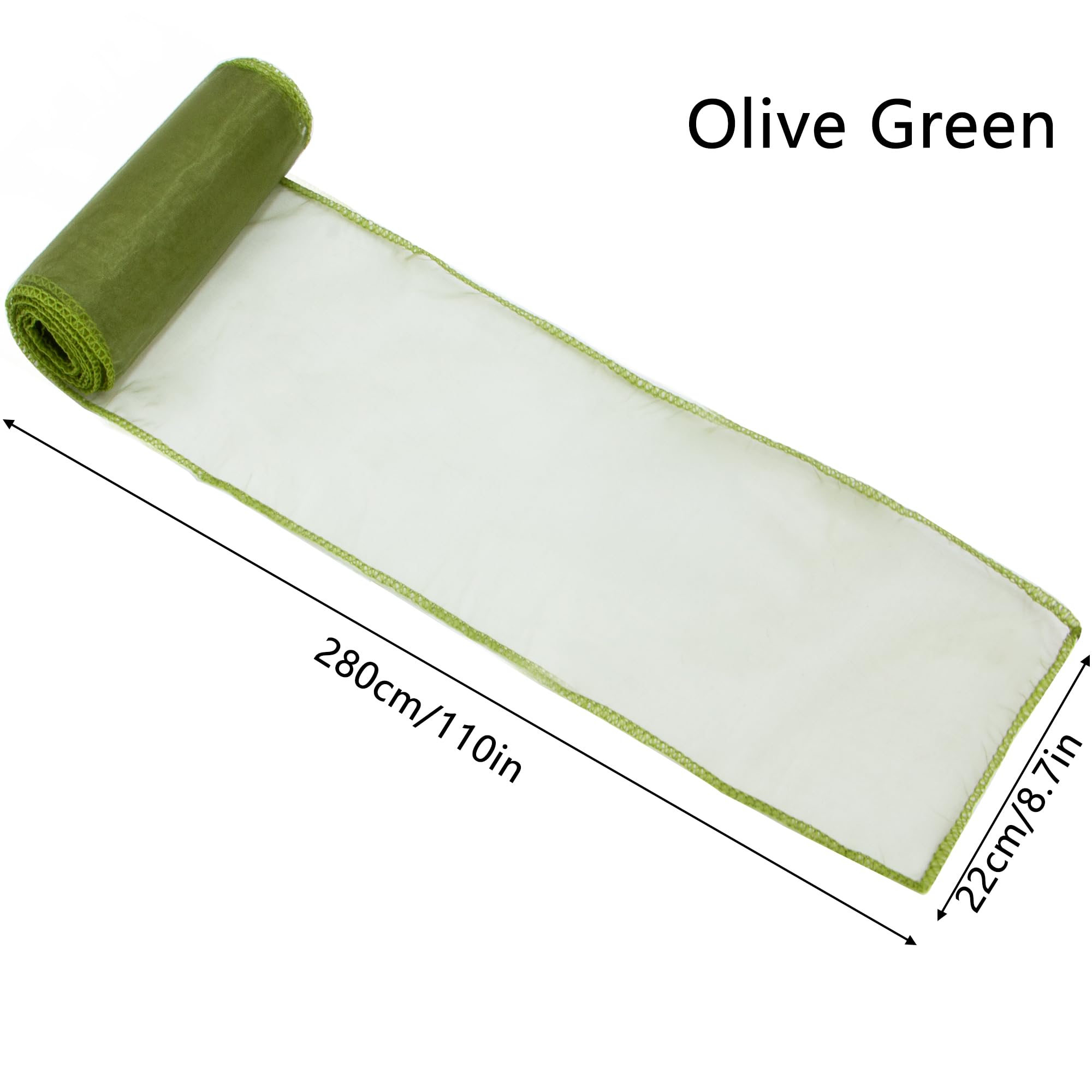 Time to Sparkle 22x280cm Organza Chair Sashes Wider Fuller Cover Party Decoration 100PCS Bow Sashes for Wedding -Olive Green - Image 4