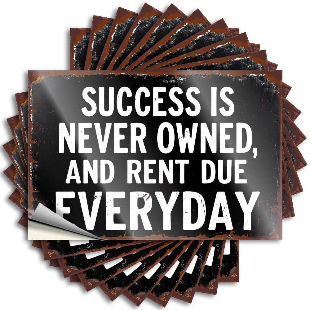 Cool Bathroom Stuff Door Stickers | Success is Never Owned, and Rent Due Everyday. Good for Diatomaceous Decor(6X9CM)