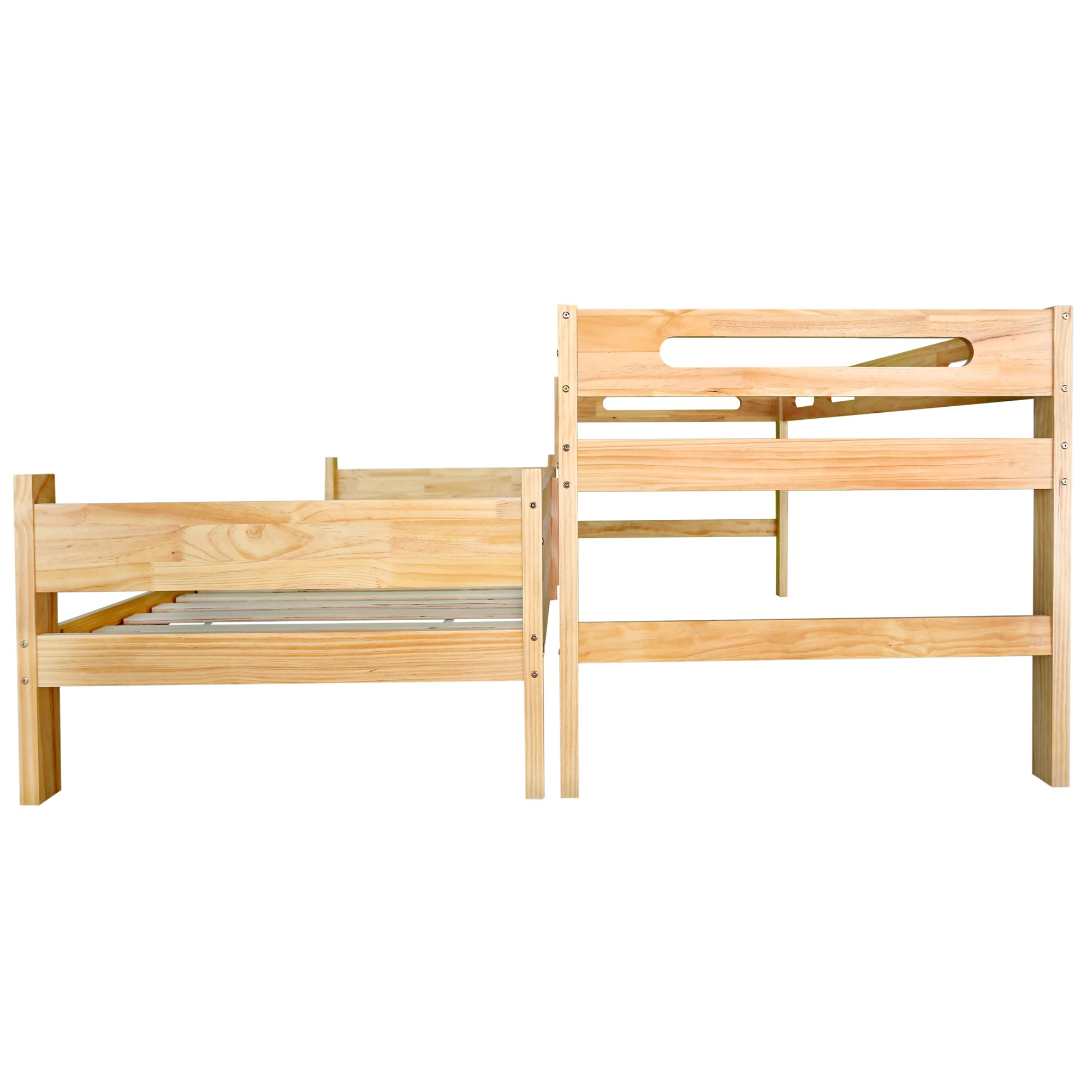 Idemon Letto a castello per bambini e ragazzi, letto suddiviso in 2 letti singoli, robusto telaio in legno di pino, montaggio semplice, naturale, 90 x 200 cm