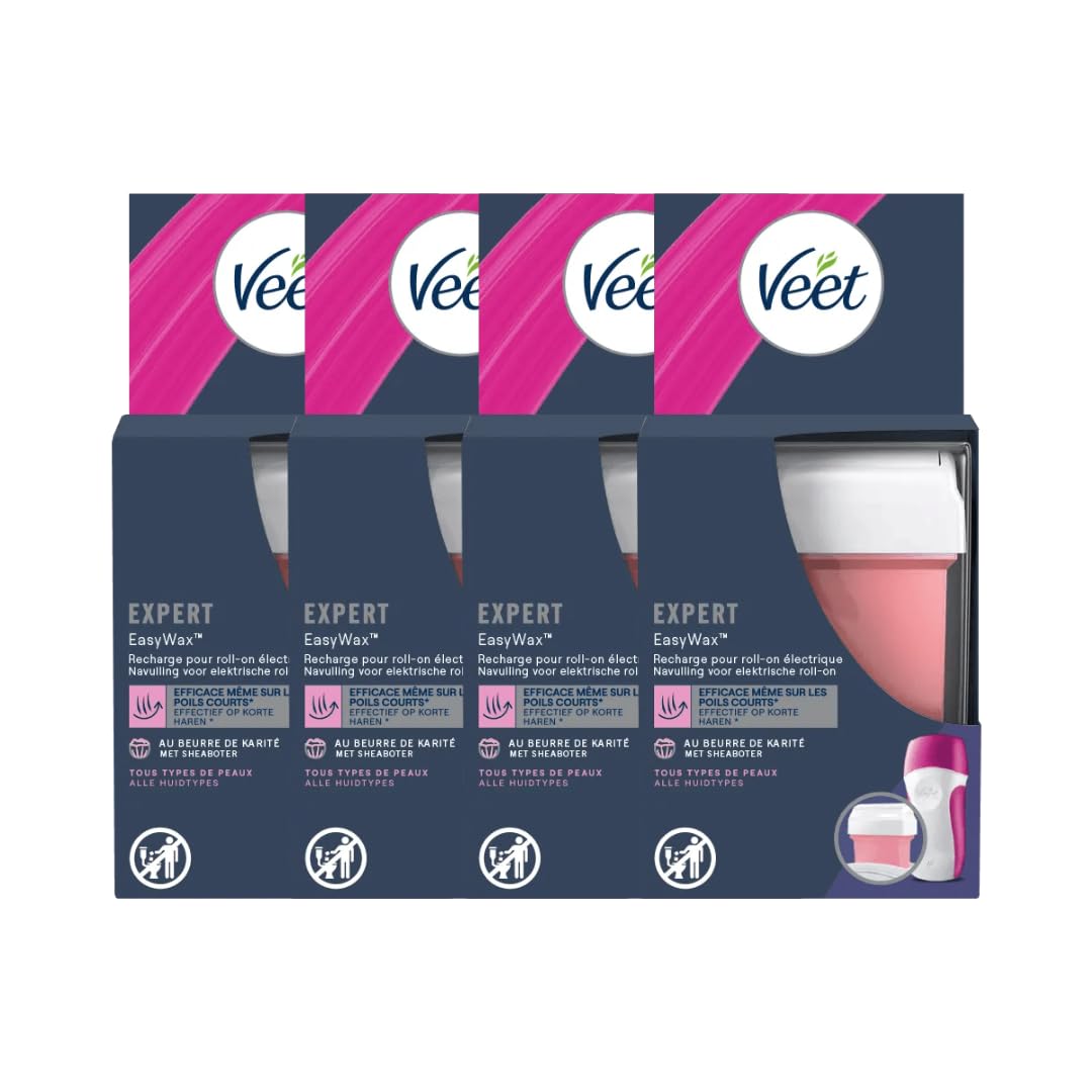 Veet - EasyWax - 4 wkłady z gorącego wosku do depilacji 50ml - Ramiona i Nogi - Masło shea