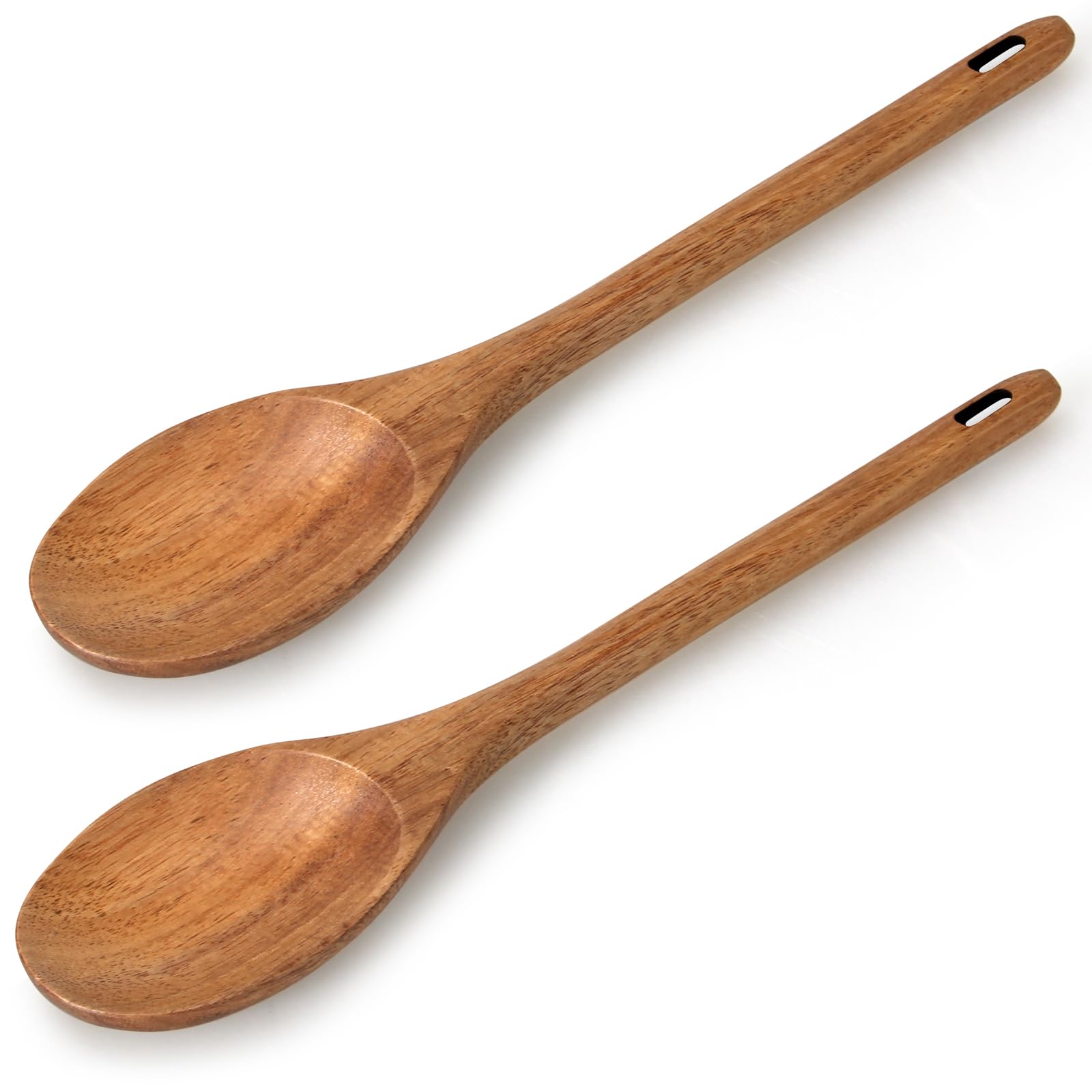 2 Pcs 12" Large Wooden Spoons for Cooking Utensils Set Wood Spatula Mixing Stirring Serving Spoon Spoons Long Handle Teak Spoon Kitchen Tools Big Spatula Bamboo Cooking Spoons Kitchen Utensil