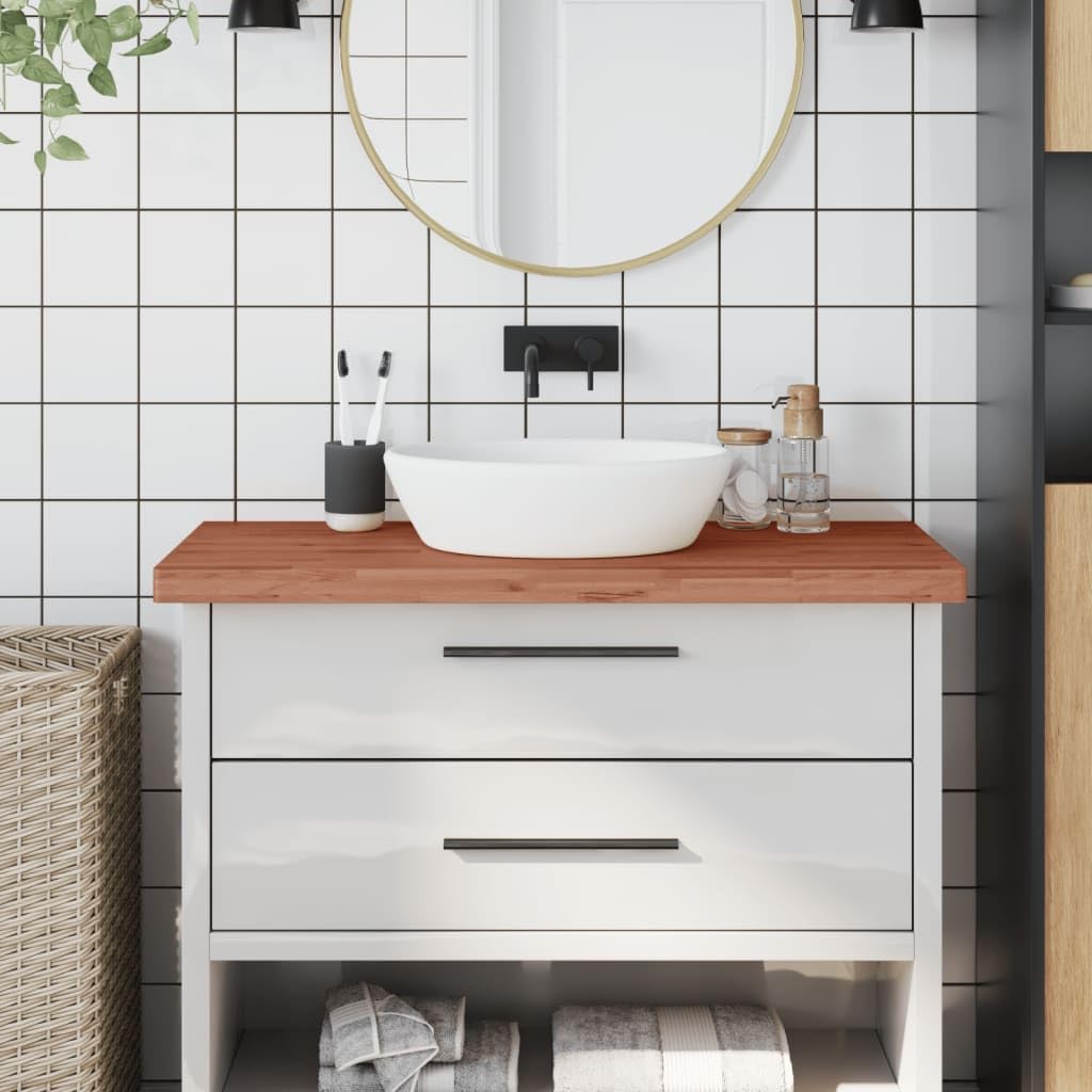 vidaXL Encimera de Baño, Tablero de Lavabo Estante, Encimera de Tocador Armario, Encimera para Casa, Madera Maciza de Haya 100x60x4 cm