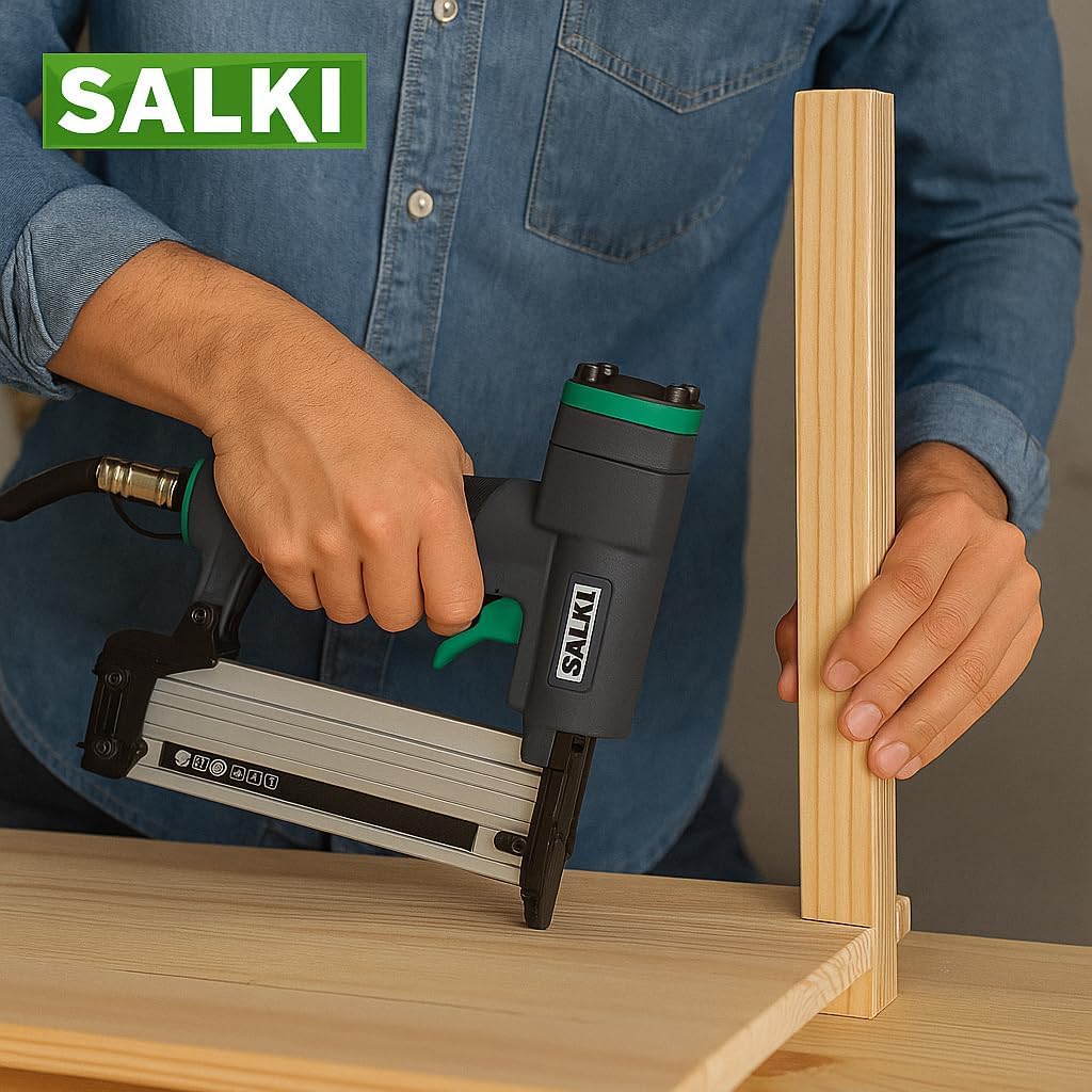SALKI CSK P06 Chiodatrice Pneumatica – Pistola Pneumatica per Chiodi, Graffettatrice per Lavori di Falegnameria, Compatibile con Chiodi PIN 0,6 da 12 a 35 mm di Lunghezza