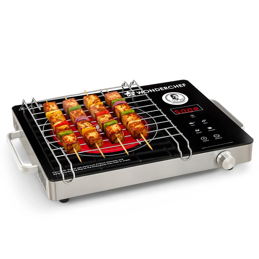 Wonderchef Evita Neo Infrared Electric Cooktop with Crystal Glass for Kitchens, 2200W, BBQ Grill Included, 4 Pre-set Functions, Compatible with Steel, Ceramic, Cast-iron, Aluminium, 2-Yr Warranty-picture-16