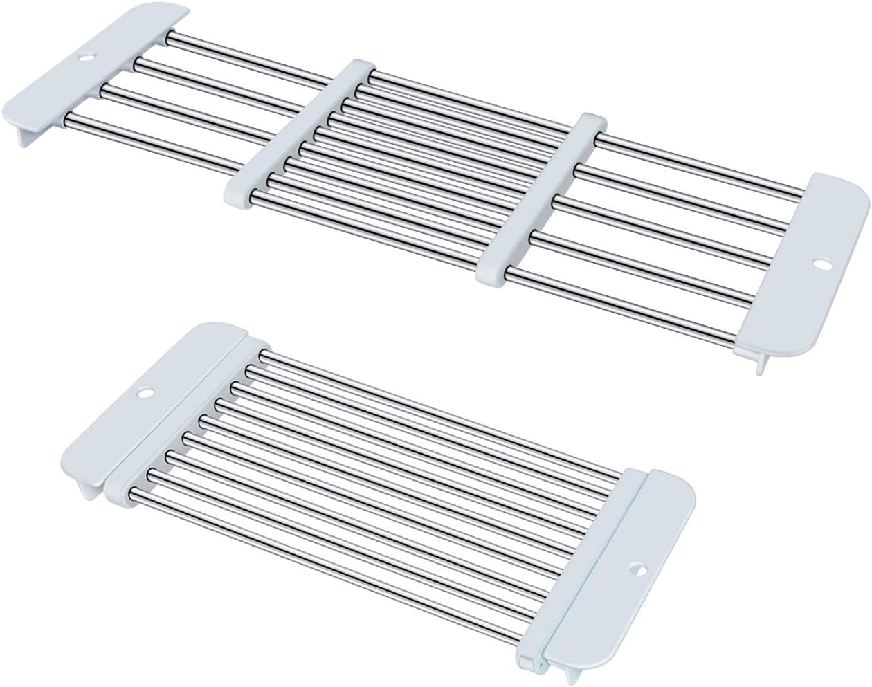 Kootek Over The Sink Dish Racks 2 Pack Adjustable Dish Drying Rack Stainless Steel Dishes Drainer for Fruit Vegetable Cups Plates Utensil Cutlery Kitchen Gadget Tool