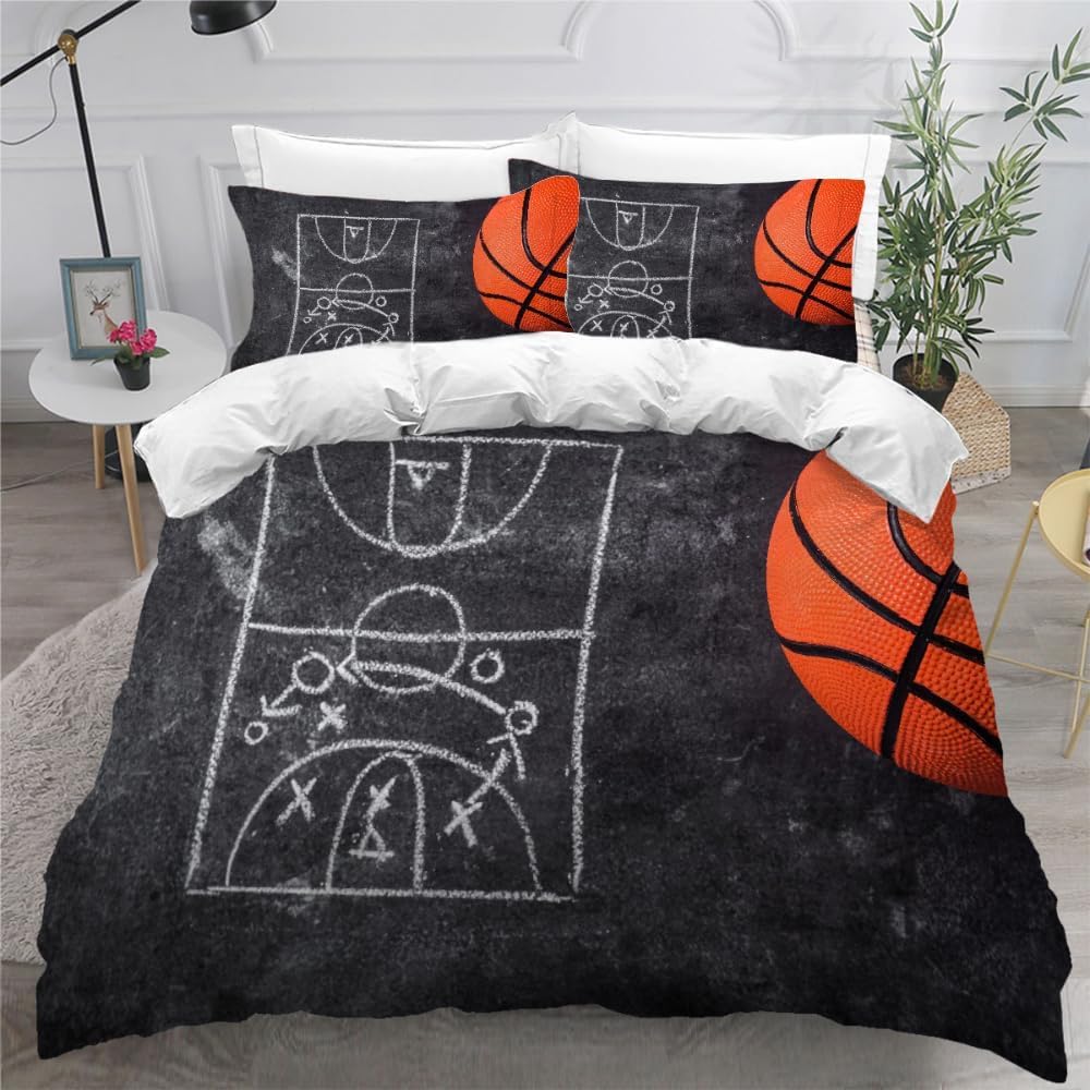 Funda Nordica Cama 90 Baloncesto Funda Nórdica 150x200 Adolescente Ropa de Cama de 3 Piezas Microfibra Funda Edredon 150x200 cm y 2 Fundas de Almohada B5998