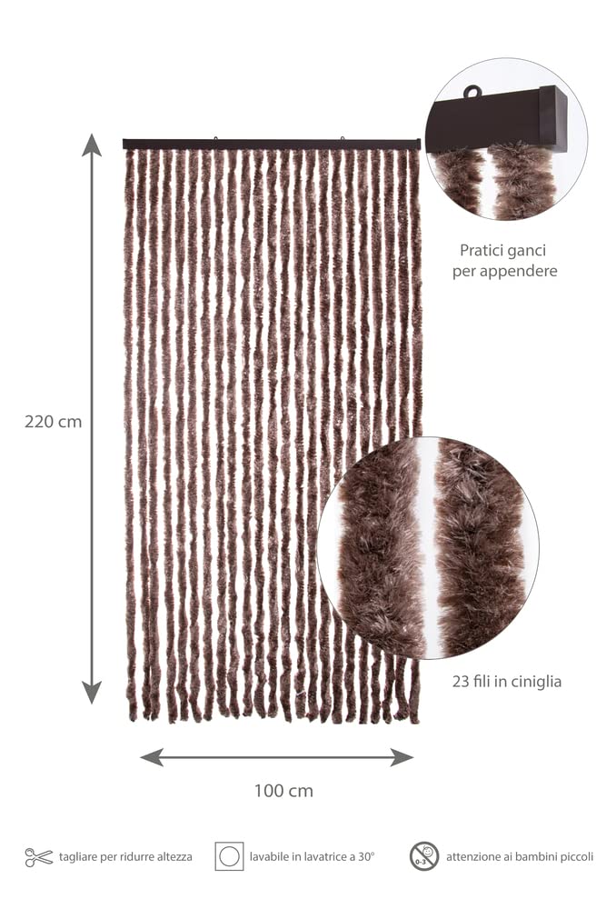VERDELOOK Cortina de sol Chenilla 100x220 cm, marrón ,hilos: 23