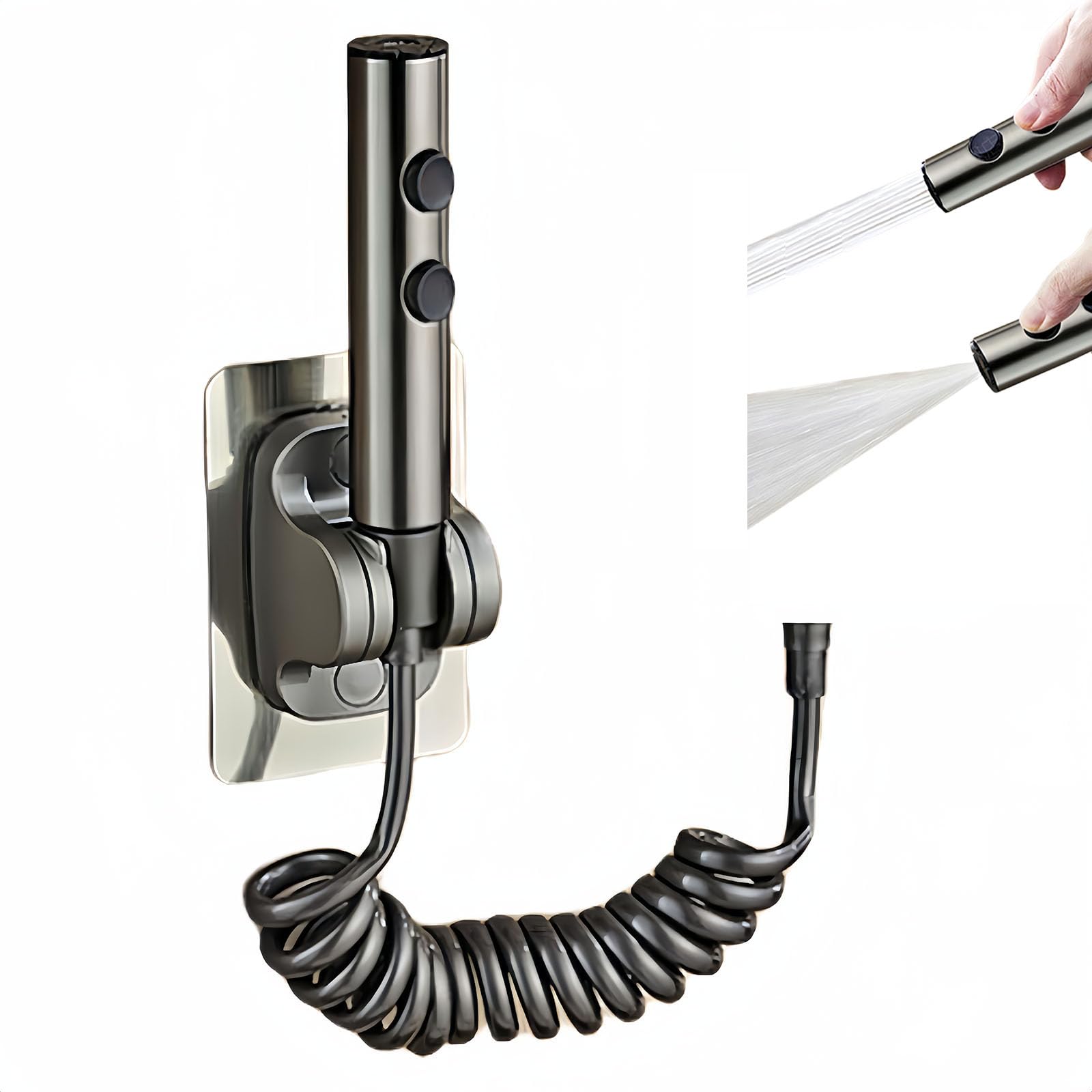 DEKII Stainless Steels Shattaf Set - Handheld Shower Sprayer with 2m Premium Hose and Wall Base, Bidet Spray Bottom Cleaner Spray for Bathroom Washroom (2 modes)