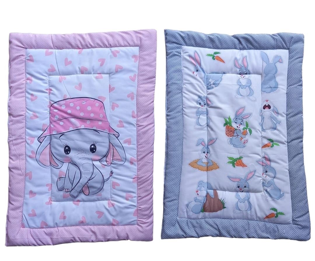 Skyrizi Newborn Baby Pom Pom Cotton Bedding Set – Soft Cradle Sheet, Changing Mat, Godari and Mattress for Cozy Baby Comfort (Pack of 2) (Style 26)