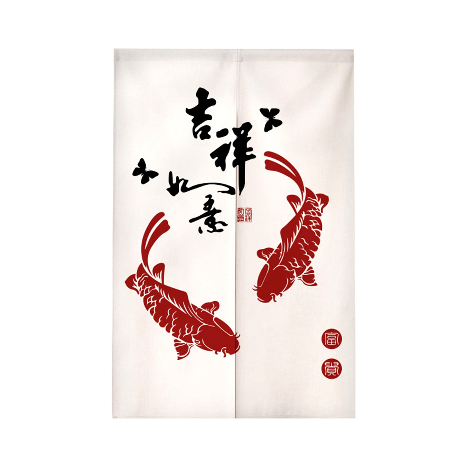 Surwin Red Carp Japanese Noren Doorway Curtain Cotton Linen Chinese Style Door Curtain Window Treatment Tapestry For Kitchen Bistro Partition Shading Home Decorative (90X200cm,)