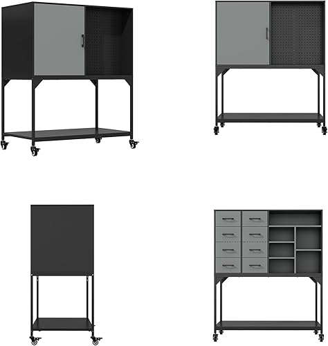 Miniatura 9 de Lovinouse Black Garage Storage Cabinet with Wheels and Doors, Rolling Tool Chest Cabinet with Storage Drawers and Removable Garage