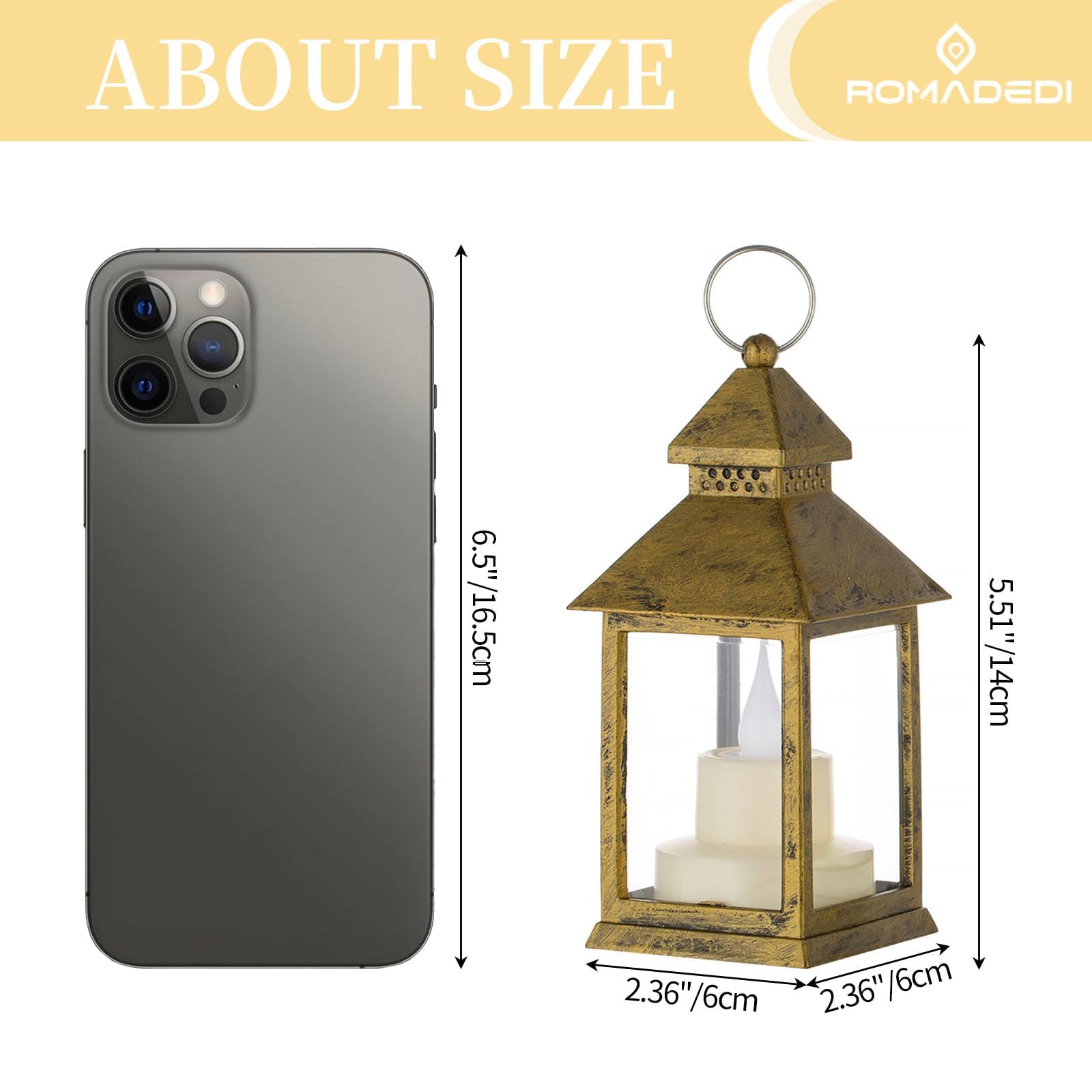 Romadedi Lámpara dorada para bodas, 10 piezas, pequeñas lámparas decorativas LED para colgar, portavelas para la mesa de Navidad, Ramadán marroquí, fiestas de Halloween al aire libre