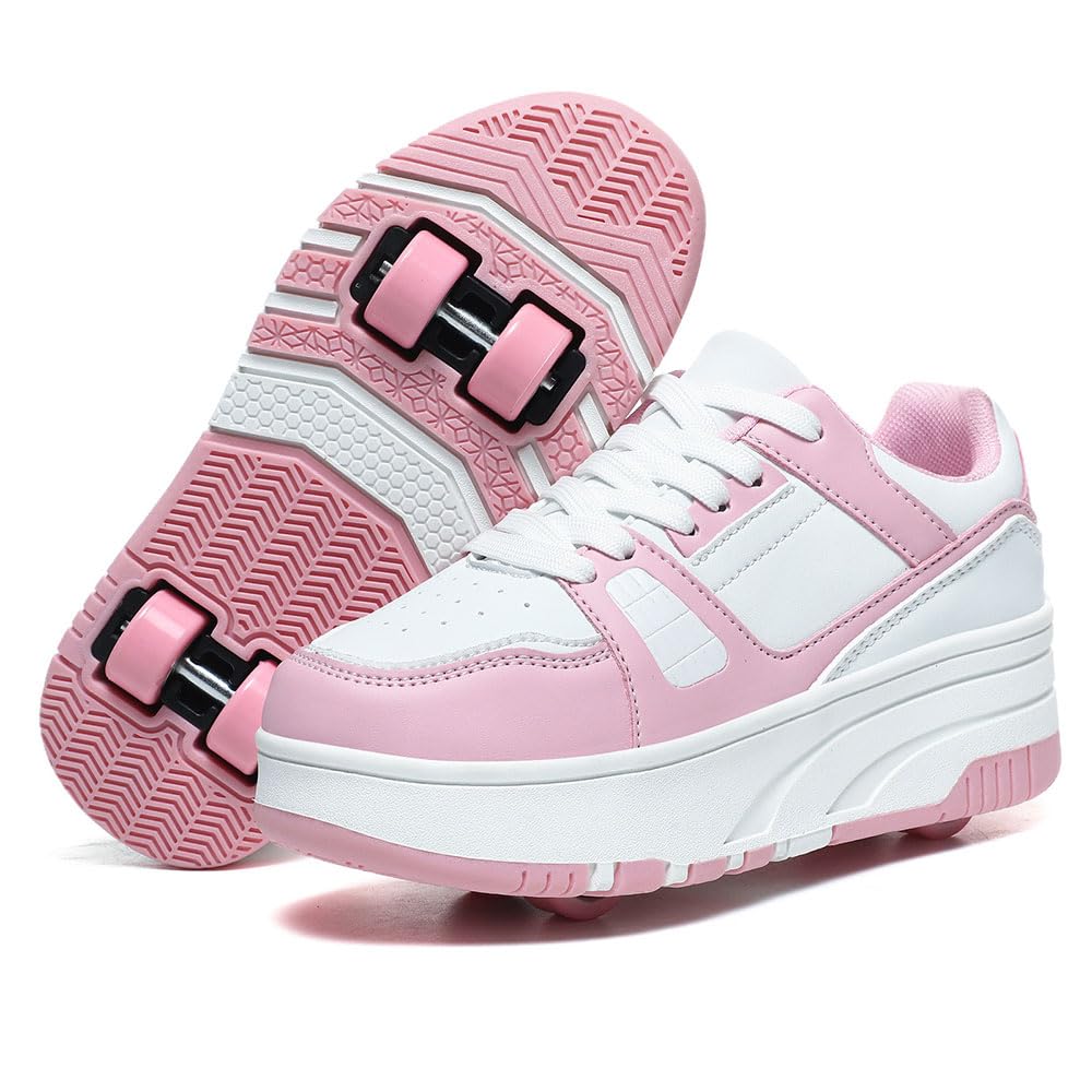 Hiseng Chaussure Roller pour Enfants - Basket à Roulette Garçon Fille - Chaussures Roues pour Adolescents - Extérieur 29-40EU