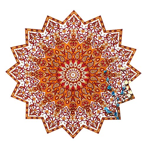 Marusthali Orange Mandala Round Roundie Beach Tapestry Hippy Gypsy Cotton Table Covers Hippie Boho Mandala Decor Meditation Yoga Mat Towel Bohemian Spread Cover Sheet Dining Round Table Cloths #TOP21