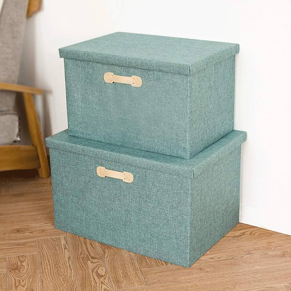 収納ボックス 大型折りたたみストレージビンと蓋、ストレージボックスオーガナイザーコンテナバスケットキューブのホームベッドルームクローゼットオフィス 収納ケース (Color : Green washable, サイズ : X-Large)