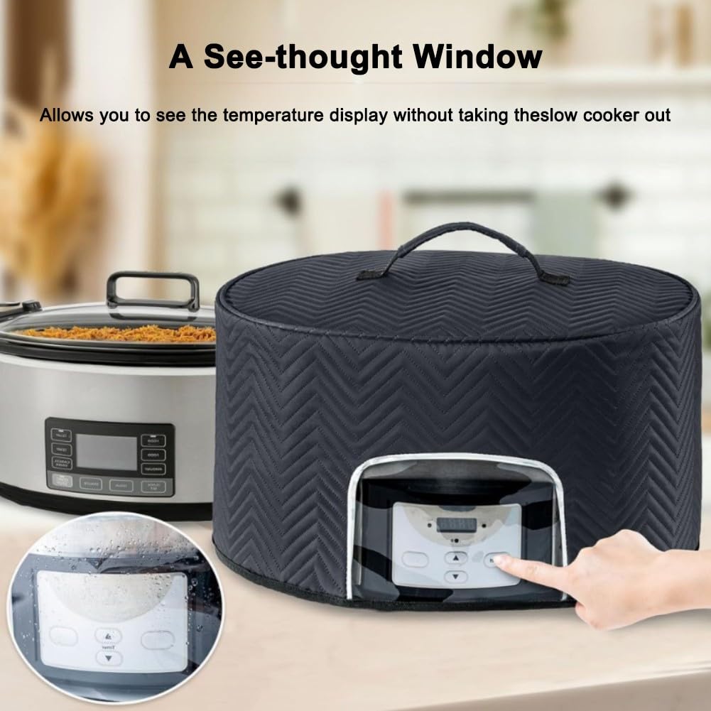 Housse de protection ovale pour mijoteuse, 6 à 8 litres, avec poche de rangement, couvercle de protection pour appareil électroménager