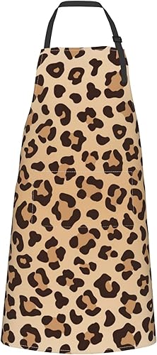 Miniatura 8 de Delantal impermeable con estampado de leopardo con 2 bolsillos, textura de piel animal, delantales de chef de cocina, baberos para cocinar, hornear,