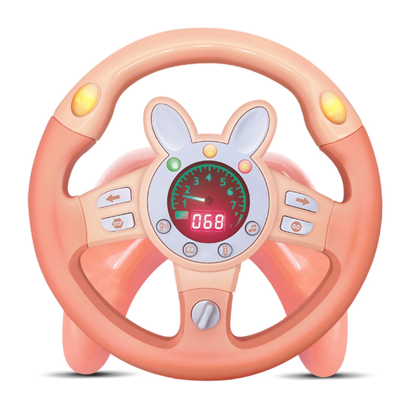 Kids Steering Wheel Toy with Vibration, Driving Simulated Steering Wheel Toy for Backseat, Educational Learning Sensory Toy,Simulated Car Toys with Light Songs for Infant Preschool Kids Toddler Gifts