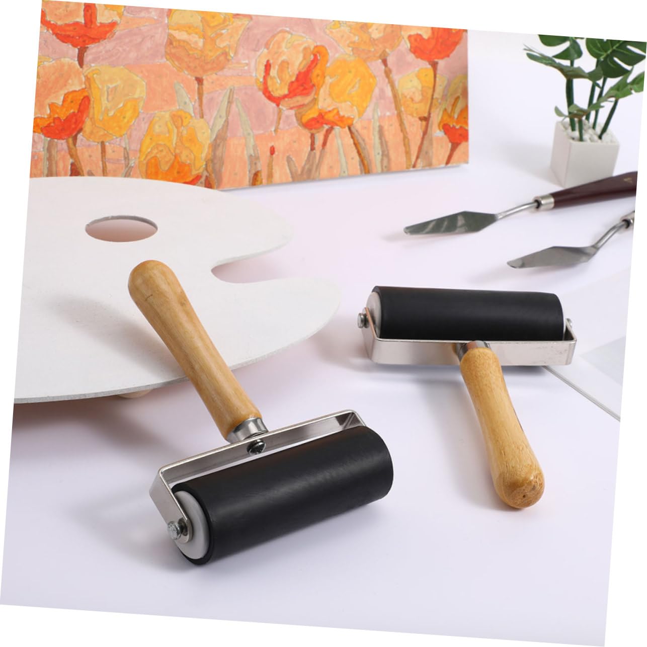 4 Piezas Rodillo de Plástico para Estampado de Herramienta de Pintura Multi Funcional Ligero y Duradero para y Aplicación de Tinta