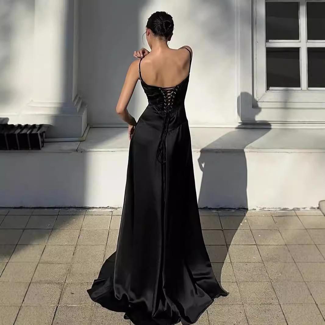 Amazon.com: EYPKPL Fashiona Polyester Dress Sexy Strap Skirt Slimming Open  Back Long Dress Evening Dress V-Neck Long Skirt Mid West Dress : Clothing,  Shoes & Jewelry