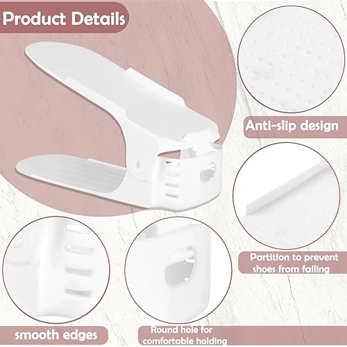 Miniatura 5 de Organizador de ranuras para zapatos, paquete de 20 con bolsa de almacenamiento, estante para zapatos, apilador de zapatos, ahorro de espacio de